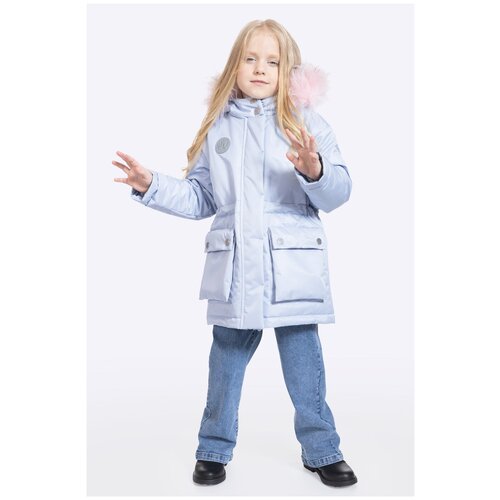 фото Куртка зимняя для девочки шалуны 103407 голубой 30, 104