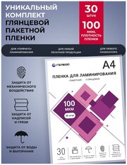 Пленка для ламинирования гелеос, А4, 100 мкм 30 шт.