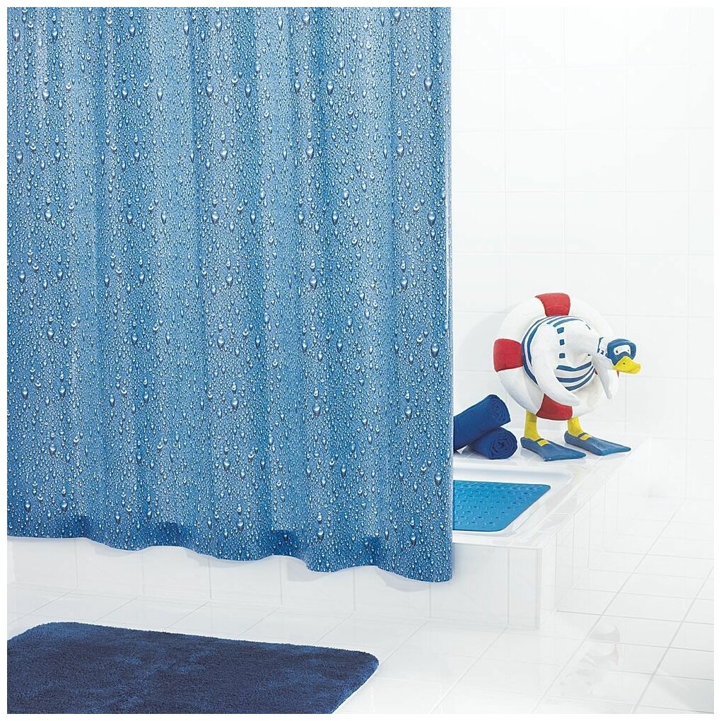 Штора для ванной RIDDER Drops 180*200 синий/голубой 34330