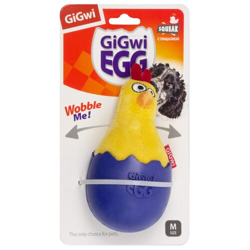 Gigwi игрушка для собак Цыпленок-неваляшка с пищалкой 14см, серия GIGwi EGG