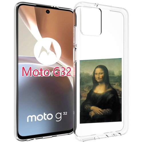 Чехол MyPads монализа-с-чупачупсом для Motorola Moto G32 задняя-панель-накладка-бампер