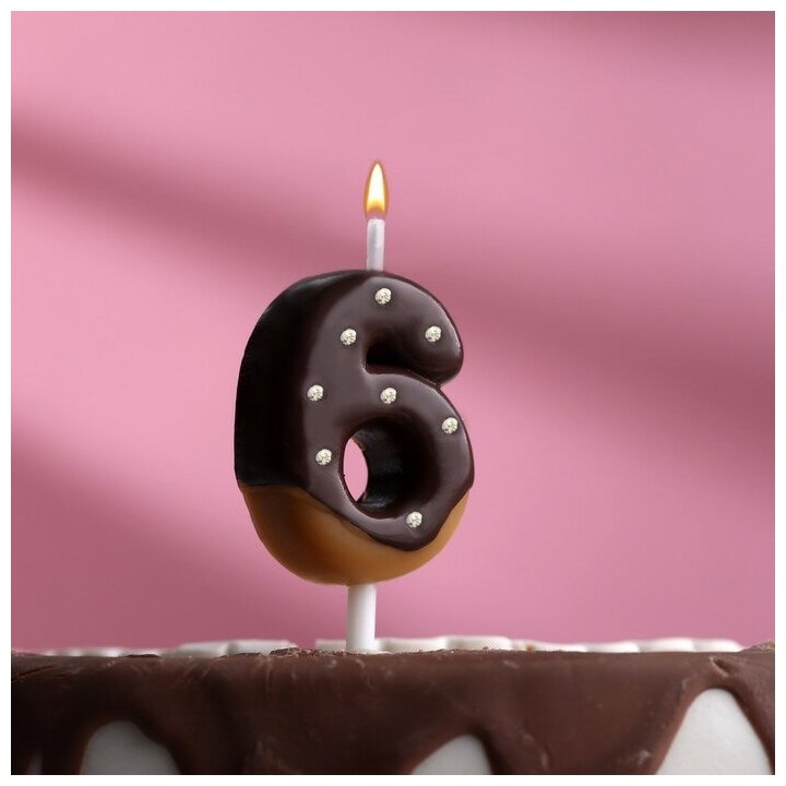 Свеча в торт Шоколадная глазурь, цифра 6