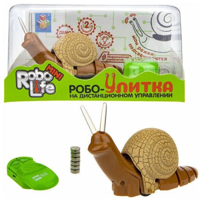 Интерактивная игрушка 1TOY RoboLife Робо- Улитка песочная, на пульте управления, со световыми эффектами