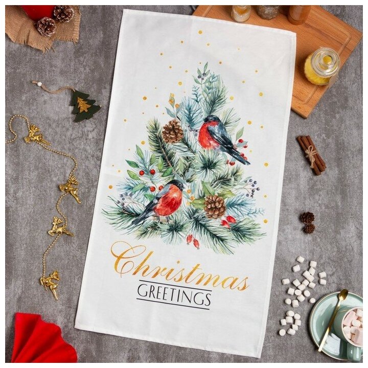 Полотенце кухонное Этель Christmas bells 40x73 см 100%хлопок саржа 190 г/м2