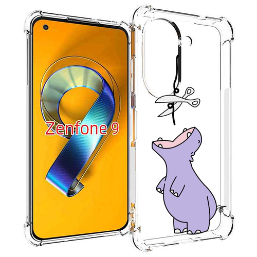 Чехол MyPads динозаврик-фиолетовый для Asus Zenfone 9 (AI2202) задняя-панель-накладка-бампер