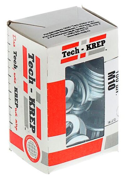 Tech-Krep Шайба DIN125а плоская оцинк. М10 (100 шт) - коробка с ок. 105261