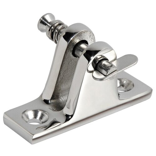 Кронштейн палубный (с наклоном) со съемным пружинным пальцем для наконеников рамы тента Ø20-25мм, нержавеющая сталь (Osculati,