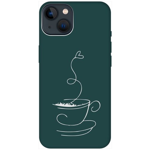 Силиконовый чехол на Apple iPhone 14 / Эпл Айфон 14 с рисунком Coffee Love W Soft Touch темно-зеленый силиконовый чехол на apple iphone 14 эпл айфон 14 с рисунком coffee love soft touch сиреневый