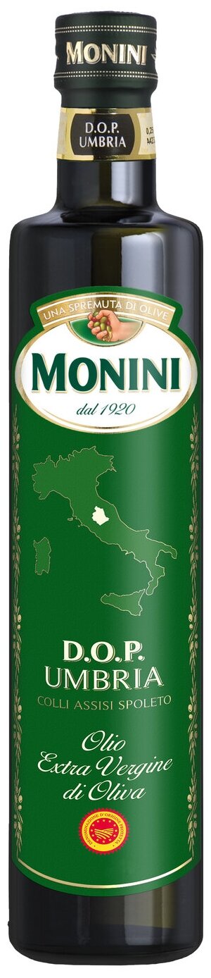 Масло Оливковое Monini D.O.P. Umbria нерафинированное холодного отжима высшего сорта, 0.25л