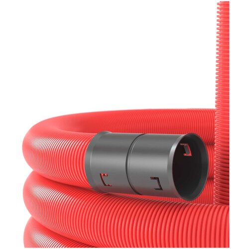 Труба гофрированная двустенная ПНД гибкая d110мм с протяжкой с муфтой для кабельной канализации SN8 500Н красн. (уп.50м) DKC 121911 труба dkc 121990 гибкая двустенная для кабельной канализации д 90мм с протяжкой sn8 в бухте 50м цвет красный
