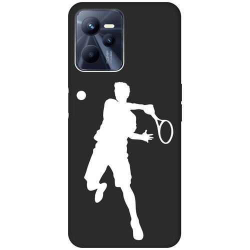 Матовый чехол Tennis W для Realme C35 / Рилми С35 с 3D эффектом черный матовый чехол tennis w для realme c35 рилми с35 с 3d эффектом черный