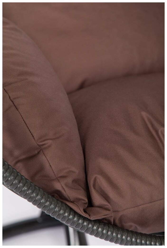 Подвесное кресло "Скай-01", цвет плетения – черный, подушка – коричневый, каркас – черный - фотография № 3