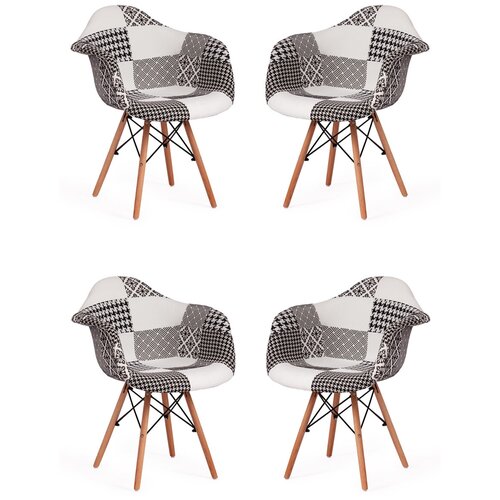 Комплект кресел TetChair CINDY (EAMES) (mod. 101) дерево металл ткань, black/white (черный/белый) (4 шт. в 2 упаковках)