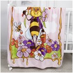 Плед детский плюшевый 100х118 Пчелка, плед для новорожденных на выписку, для дачи, в кроватку, коляску, одеяло для малыша, на крестины - изображение