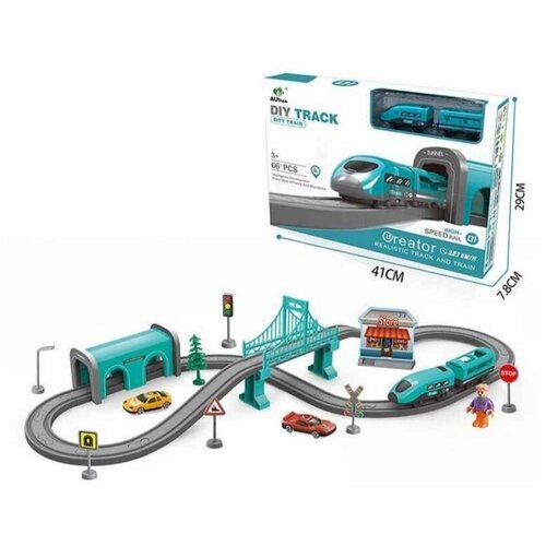 Железная дорога городской поезд, детский электрический поезд, city train, DIY TRACK (66 деталей)
