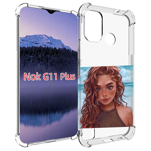 Чехол MyPads девушка-с-пирсингом-на-море женский для Nokia G11 Plus задняя-панель-накладка-бампер