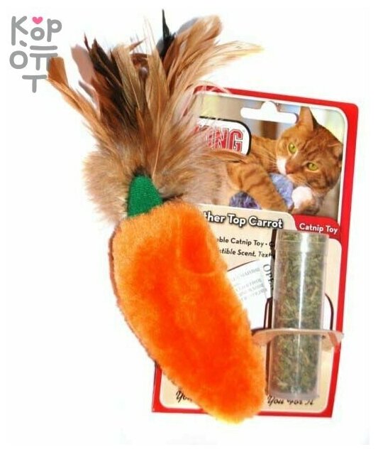 Kong игрушка "Морковь" с тубой кошачьей мяты для кошек - фотография № 13