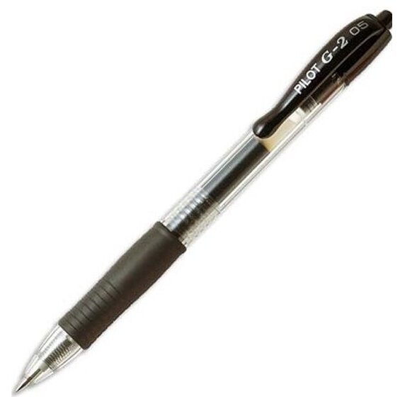 Ручка гелевая Pilot BL-G2-5 автоматическая, резин. манжет, толщина письма 0, 3мм, черная