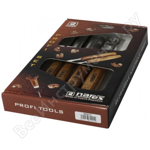 набор из 6 резцов и 2 ножей в деревянной коробке narex profi 869010 Набор резцов из 4шт Narex Profi 869901