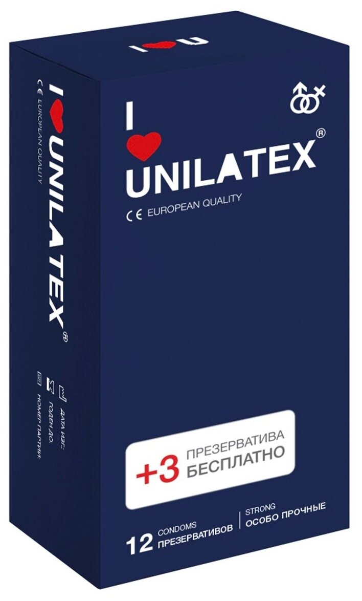 Unilatex / Презервативы Unilatex Extra Strong 12+3 шт, Особопрочные.