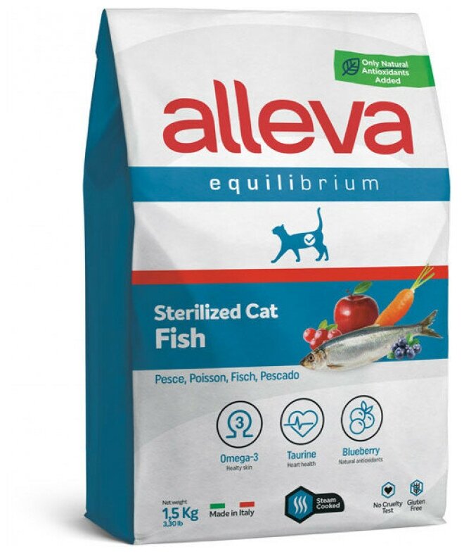 Alleva Equilibrium Sterilized Fish сухой корм для стерилизованных кошек рыба - 1,5 кг