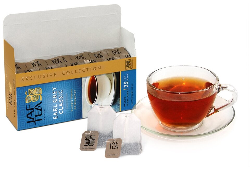 Чай чёрный JAF TEA Earl Grey Classic с ароматом бергамота, 25 пакетиков