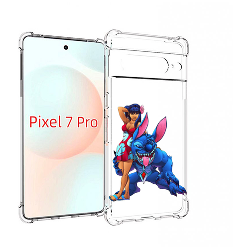 Чехол MyPads лило и накаченный стич детский для Google Pixel 7 Pro задняя-панель-накладка-бампер
