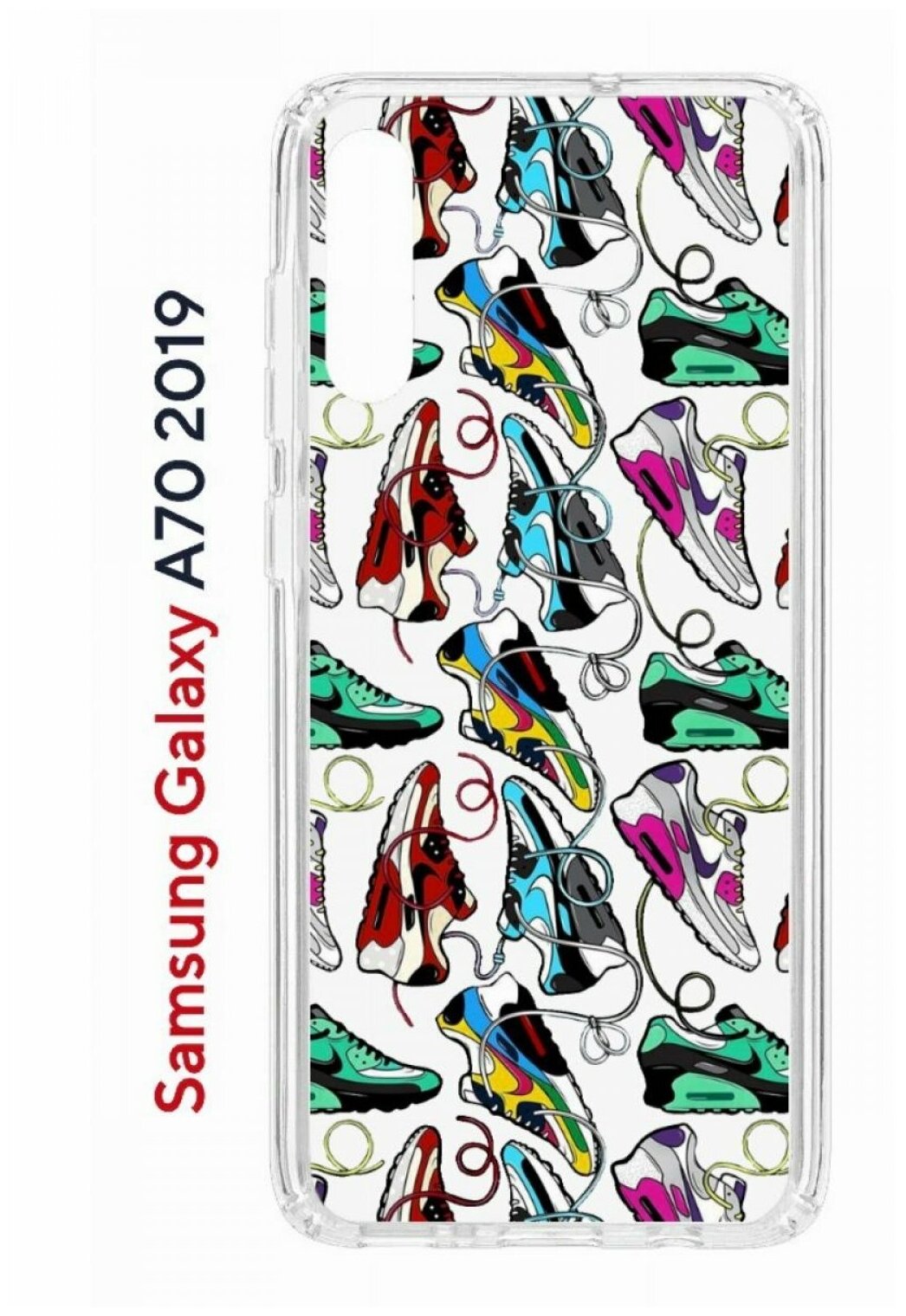 Чехол для Samsung Galaxy A70 2019 Kruche Print Кроссы Nike Air Max, противоударный силиконовый бампер с рисунком, пластиковая накладка с защитой камеры