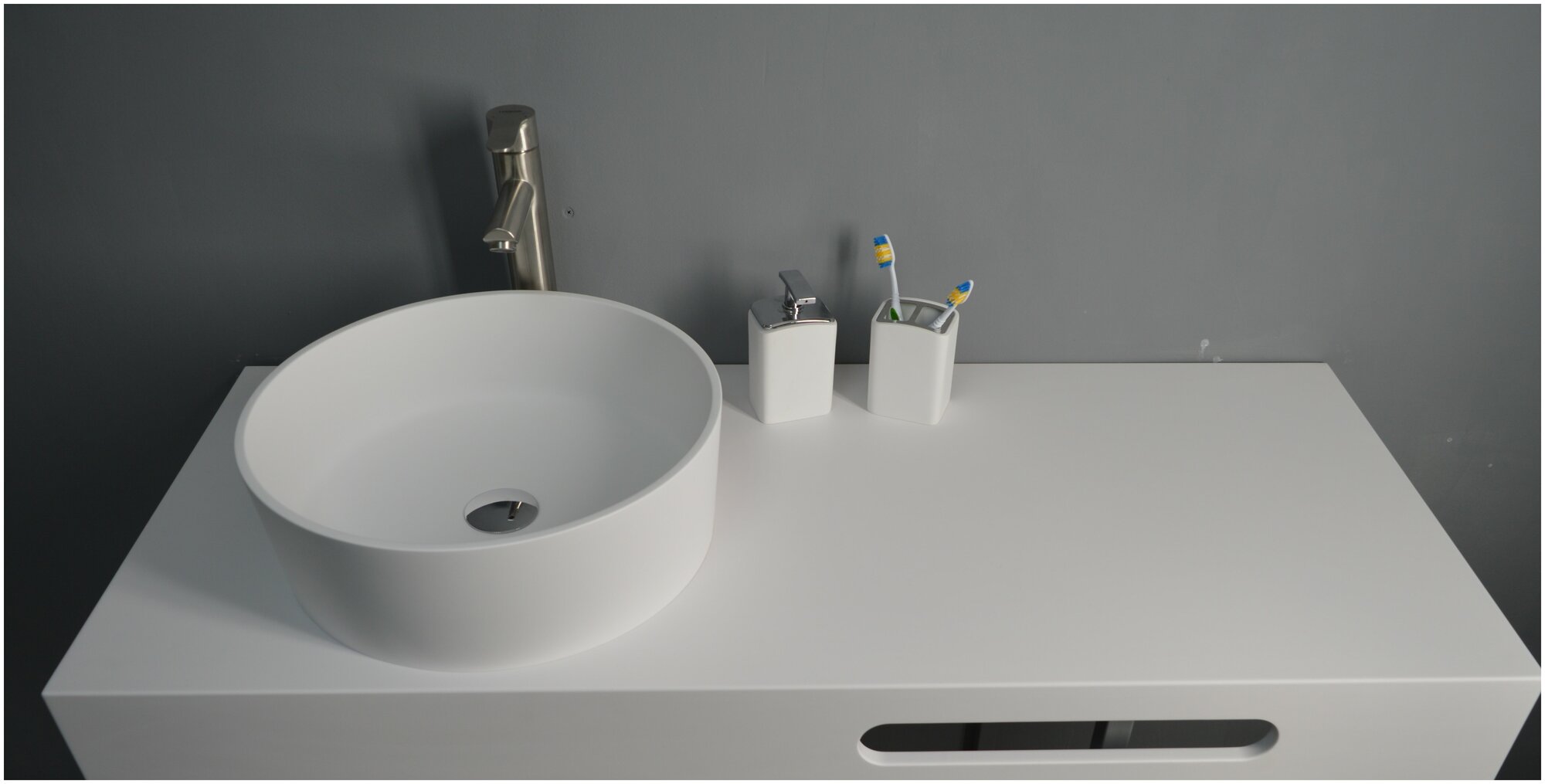 Раковина в ванную накладная Radostone Alba круглая белая матовая 405x405x135 мм - фотография № 2