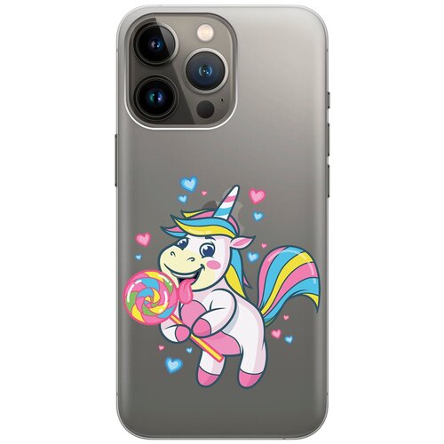 Силиконовый чехол на Apple iPhone 14 Pro / Эпл Айфон 14 Про с рисунком Unicorn and candy силиконовый чехол на apple iphone 14 pro эпл айфон 14 про с рисунком musical unicorn