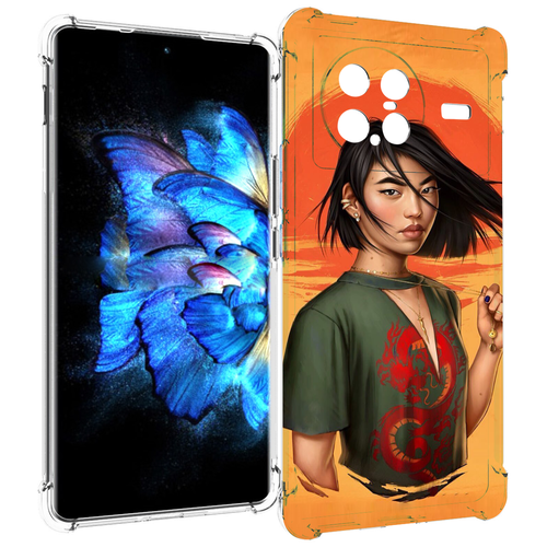 Чехол MyPads девушка-в-оранжевом-фоне женский для Vivo X Note 5G задняя-панель-накладка-бампер