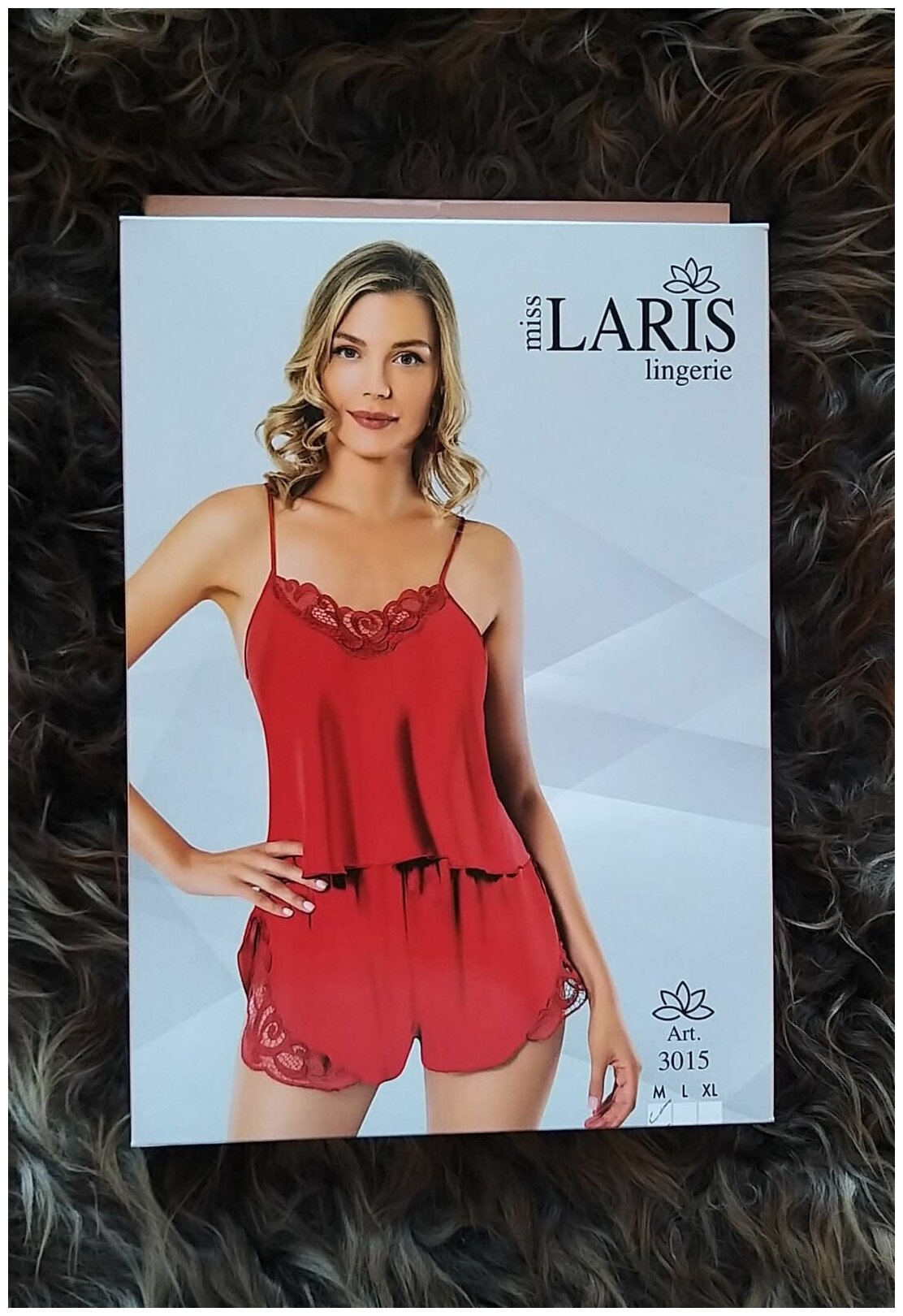 Пижама miss LARIS lingerie, шорты, майка, топ, без рукава, размер 46, красный - фотография № 4