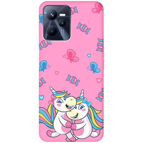 Матовый чехол Unicorns and Candies для Realme C35 / Рилми С35 с 3D эффектом розовый матовый чехол unicorns and candies для realme c30 рилми с30 с 3d эффектом черный