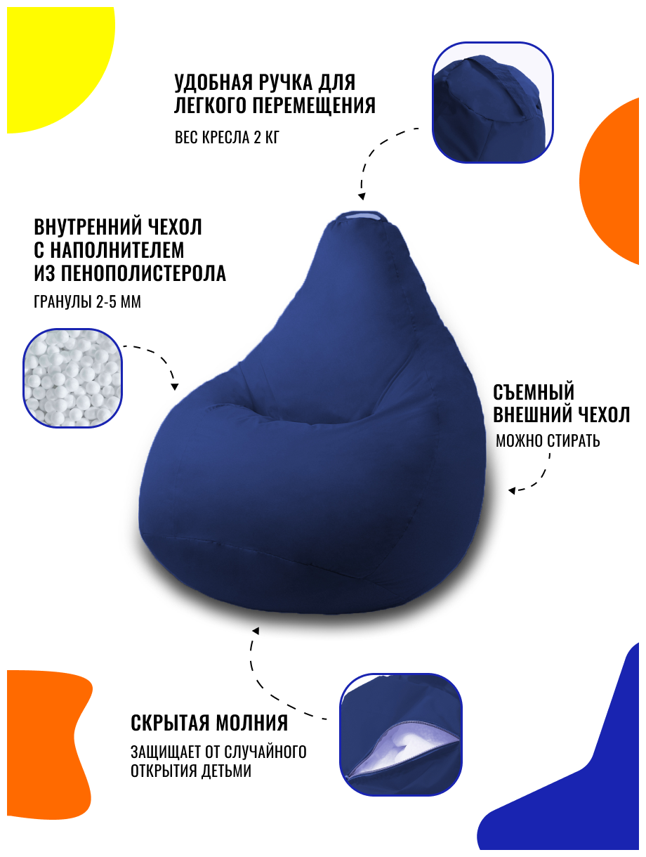 Кресло-мешок PUFON груша XXXL темно-синий