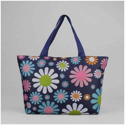 фото 6910 п-600/д сумка пляжная bagamas, 57*12*40, отдел на молнии, синий/ромашки 3525783 зфтс