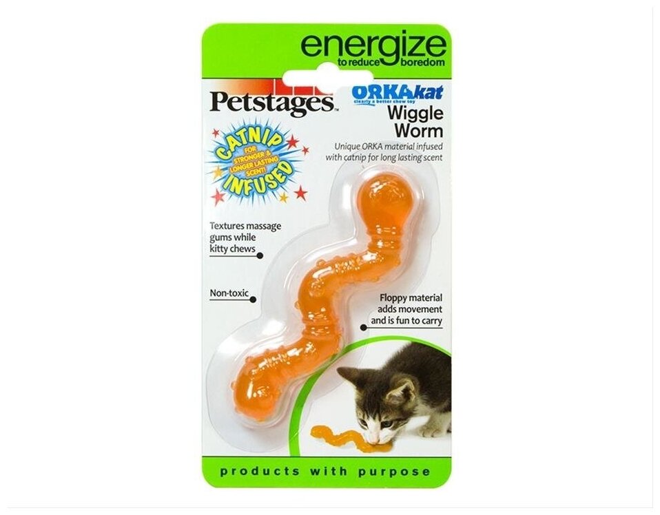 Petstages игрушка для кошек Energize "ОPKA червяк" 11 см - фотография № 13