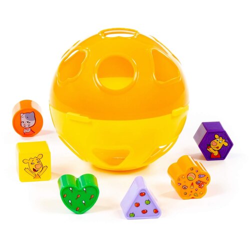 Развивающая игрушка Полесье Оранжевая корова Шар в коробке, 93097, 6 дет., желтый/оранжевый