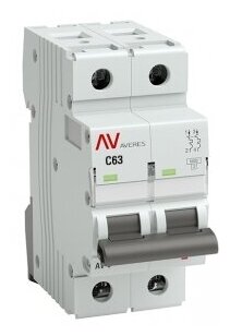 Выключатель автоматический AV-6 2P 63A (C) 6кА AVERES | код. mcb6-2-63C-av | EKF (4шт. в упак.)