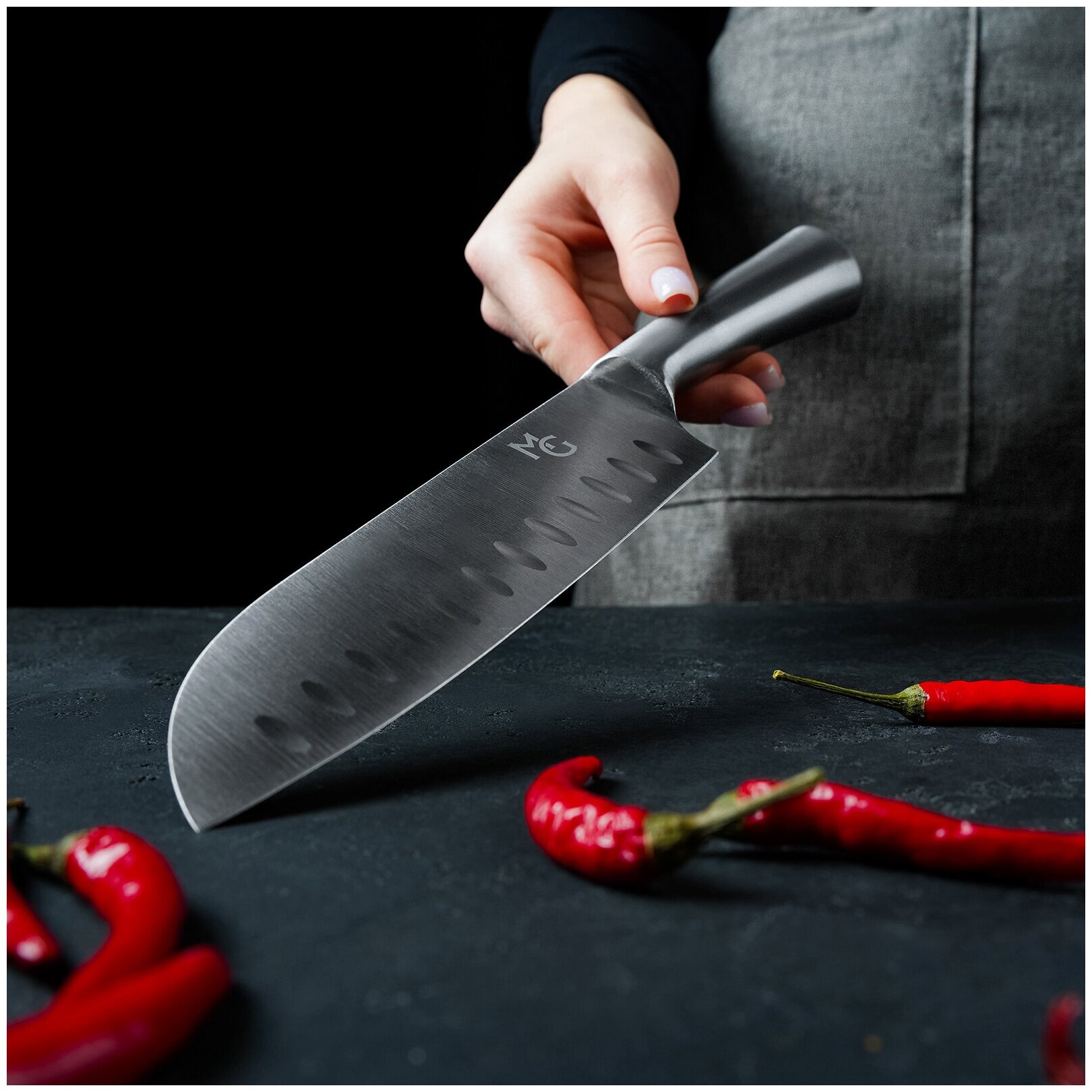 Нож Сантоку Magistro Ardone, лезвие 17,5 см - фотография № 5