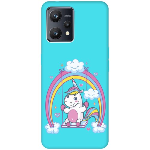 Матовый чехол Unicorn для Realme 9 / Рилми 9 с 3D эффектом бирюзовый матовый чехол rainbow unicorn для realme 9 pro рилми 9 про с 3d эффектом черный