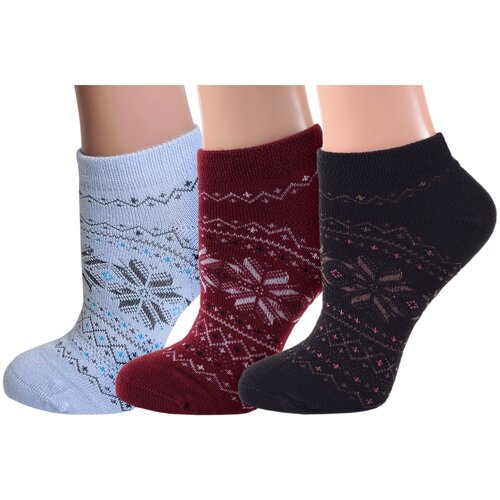 фото Комплект из 3 пар женских полушерстяных носков grinston socks (pingons) микс 3, размер 23