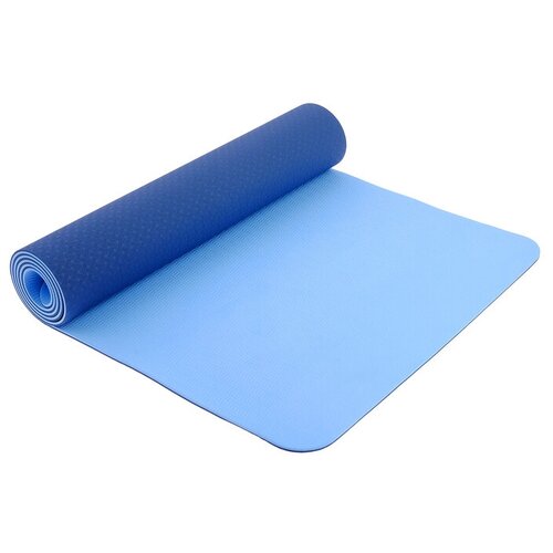 Коврик для йоги ТероПром 4466006 183 × 61 × 0,6 см, двухцветный, цвет синий