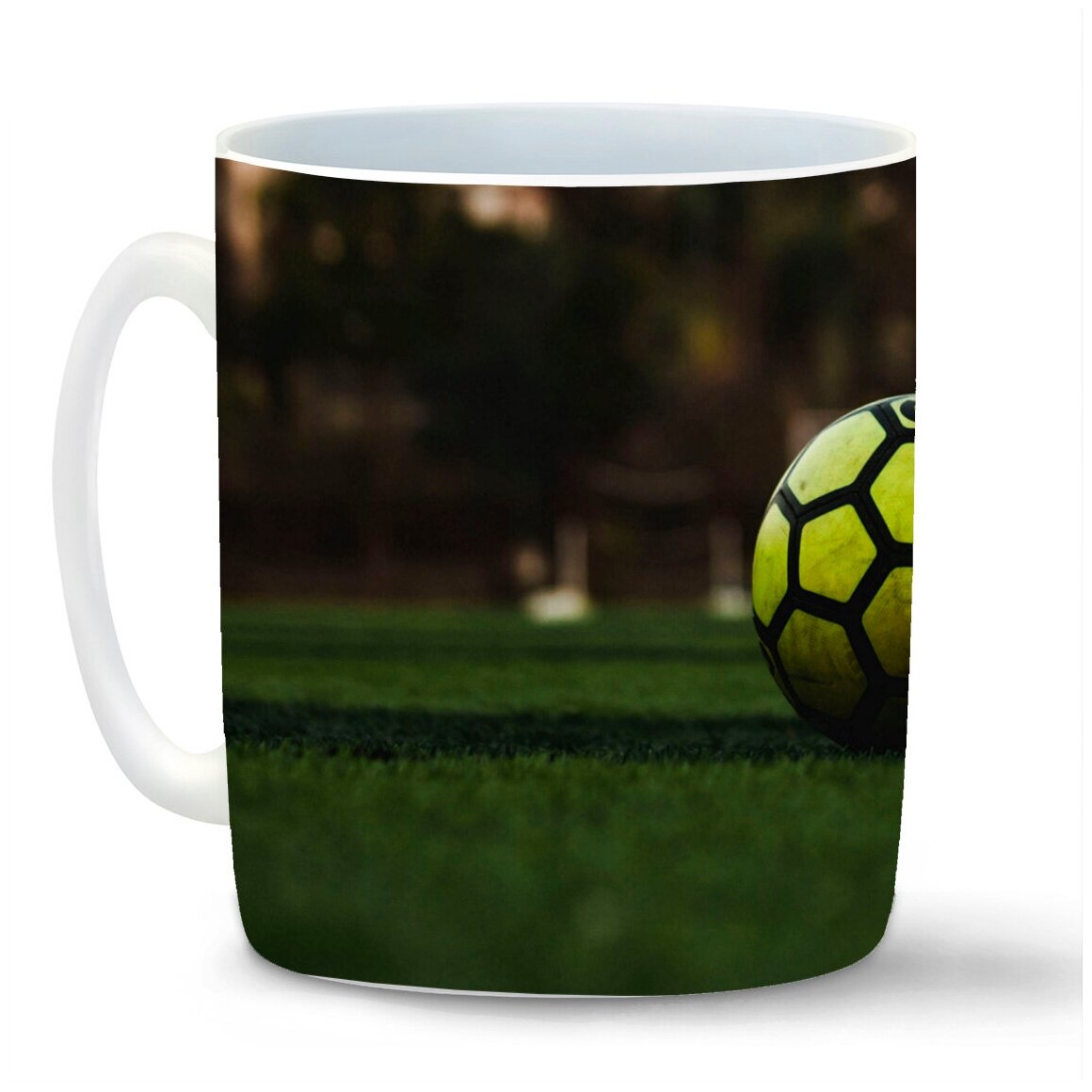 Кружка белая CoolPodarok Футбол Футбольный мяч Зелёный Трава