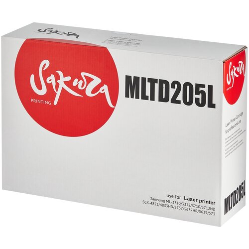 Картридж Sakura MLTD205L, 5000 стр, черный фотобарабан elp long life для samsung ml 3310 ml 3710 scx 4833 4835 5637 5639 5737 5739 xerox phaser 3320 wc3315 39t elp opc s3310ll