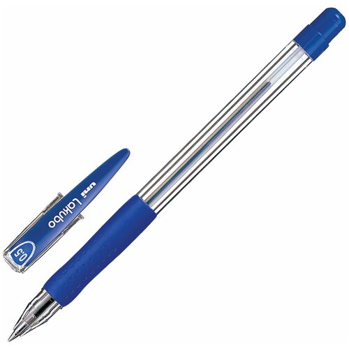 Ручка шариковая с грипом UNI (Япония) Lakubo, синяя, узел 0,5 мм, линия письма 0,25 мм, 3 шт.