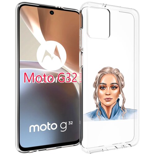 Чехол MyPads красивая-нарисованная-девушка-блондинка женский для Motorola Moto G32 задняя-панель-накладка-бампер