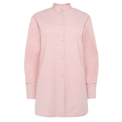 фото Рубашка minaku, классический стиль, свободный силуэт, длинный рукав, однотонная, размер 46, розовый, фиолетовый