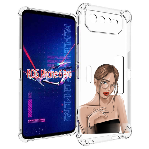 Чехол MyPads девушка-в-очках-с-красивыми-глазами женский для Asus ROG Phone 6 Pro задняя-панель-накладка-бампер чехол mypads дерево с глазами акварель для asus rog phone 6 pro задняя панель накладка бампер