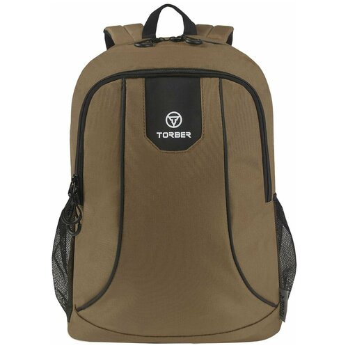 фото Городской рюкзак torber rockit с отделением для ноутбука 15,6", мужской, женский, коричневый, полиэстер 600d, 46 х 30 x 13 см, 19,5 л (t8283-brw)
