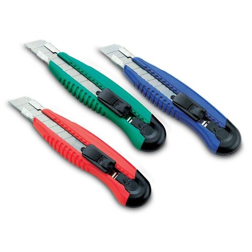 Нож канцелярский KW-trio, цвет: ассорти, 18 мм, арт. 3713 нож канцелярский silwerhof шир лез 18мм фиксатор пластик ассорти блистер